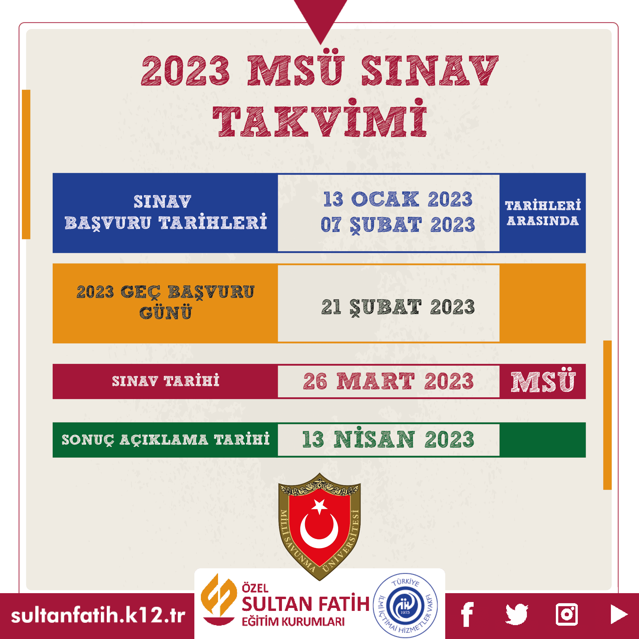 2023 MSÜ sınav takvimi açıklandı.