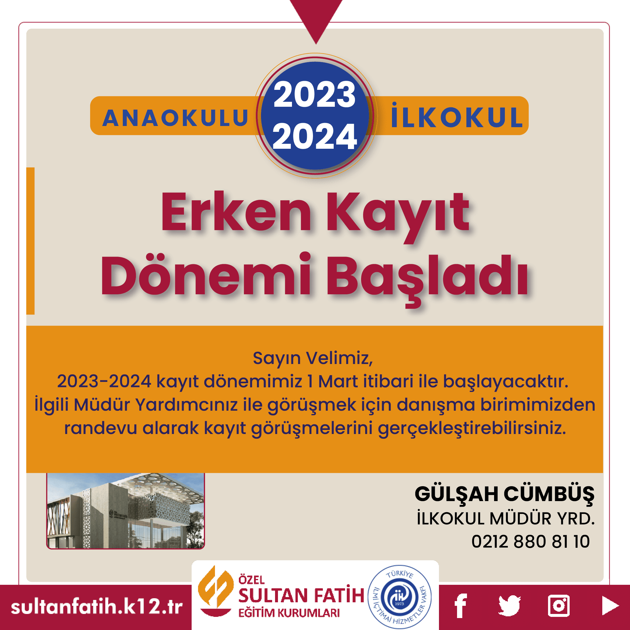 Anaokulu ve İlkokul Erken Kayıt Dönemi